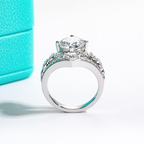 AnuClub Moissanite Engagement Rings 3.55/4.08cttw D Color VVS1 925 Sterling Silver Crown Wedding Rings Mask Promise Ring Wedding Band Eternity Rings for Women with Certificate in Saudi Arabia