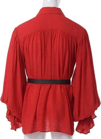 GRACEART Renaissance Men's OR Women's Pirate Shirt with Belt Medieval Cotton Linen Shirts in Saudi Arabia