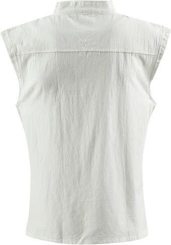 Mens Medieval Renaissance Pirate Costume Sleeveless Lace-up Stand Collar Shirt Gothic Viking Steampunk Top Tunic in Kuwait