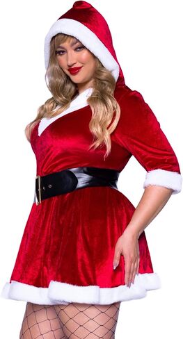 زي Leg Avenue النسائي مكون من قطعتين من أزياء Mrs Claus Santa Christmas مع فستان بغطاء للرأس وحزام in Saudi Arabia
