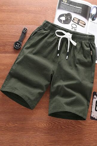 GUNLIRE Big Boy's Linen Shorts Summer Drawstring Elastic Waist Casual Shorts for Boys with Pockets in Kuwait