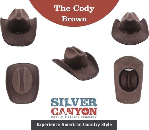 قبعة رعاة البقر الغربية من الصوف الغربي قابلة للتشكيل، كانيون فضي in Kuwait