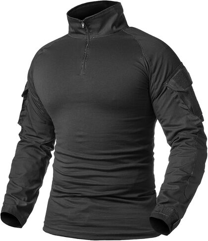 ReFire Gear Men's Military Tactical Army Combat Long Sleeve Shirt Slim Fit Camo T-Shirt with 1/4 Zipper in Saudi Arabia