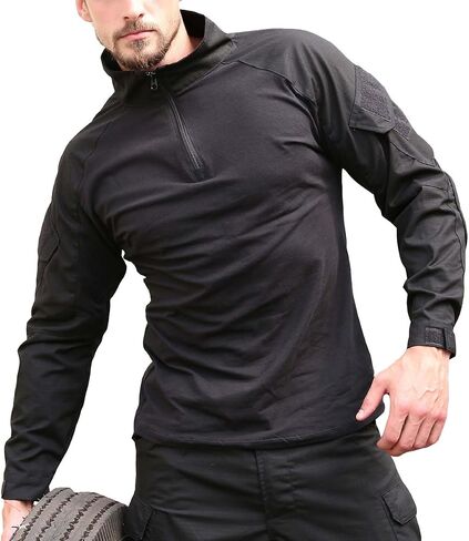 ReFire Gear Men's Military Tactical Army Combat Long Sleeve Shirt Slim Fit Camo T-Shirt with 1/4 Zipper in Saudi Arabia