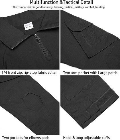 ReFire Gear Men's Military Tactical Army Combat Long Sleeve Shirt Slim Fit Camo T-Shirt with 1/4 Zipper in Saudi Arabia
