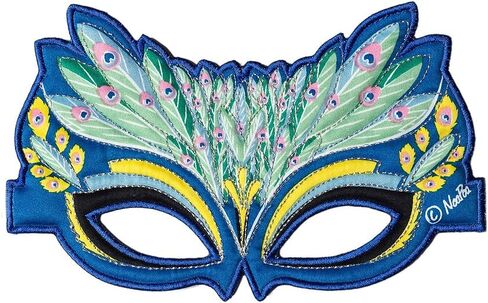 Fanciful Fabric Peacock Mask, 7''L Green in Saudi Arabia