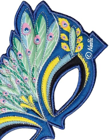 Fanciful Fabric Peacock Mask, 7''L Green in Saudi Arabia