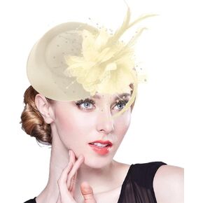 Song Qing Flower Decor Hair Clip Feather Fascinator Burlesque Mini Top Hat for Women Lady (Black) in Kuwait