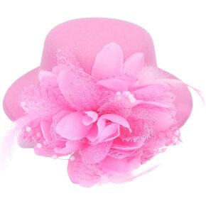 Song Qing Flower Decor Hair Clip Feather Fascinator Burlesque Mini Top Hat for Women Lady (Black) in Kuwait
