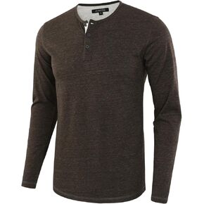 تي شيرت HETHCODE رجالي كلاسيكي مريح وناعم ومقاس طويل الأكمام رياضي نشط من Henley