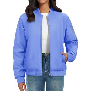 MAGCOMSEN Women's Winter Bomber Jacket Casual Basic Zip Up Padded Coats Water Resistant Long Sleeve Outwear with Pockets