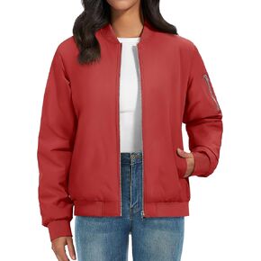 MAGCOMSEN Women's Winter Bomber Jacket Casual Basic Zip Up Padded Coats Water Resistant Long Sleeve Outwear with Pockets in Saudi Arabia