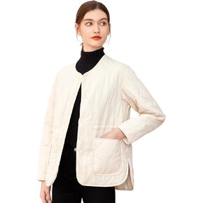 ROYAL MATRIX Women's Quilted Jacket Lightweight and Padded Trendy Coat Button Down Jacket with Pockets