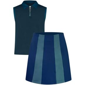 Marie Birdie Bundle Hazy Shade of Winter Sleeveless Polo Navy + Hazy Shade of Winter Skirt with Pockets and Shorts Navy - Junior Girls Golf Outfit for Teens and Tweens 14 Years Old in Kuwait
