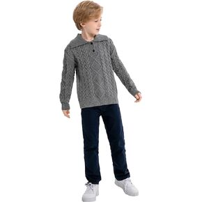 يبتسم PINKER الأولاد البلوز سترة أزرار Foldover طوق كابل متماسكة الشتاء قمم مكتنزة in Kuwait