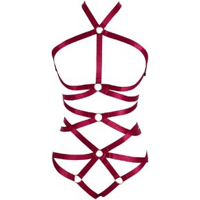 Body Harness Full for Women Garter Belts Set Strappy Elastic Adjust Punk Gothic Art Wear (Wine red-MLCN0072) in Kuwait