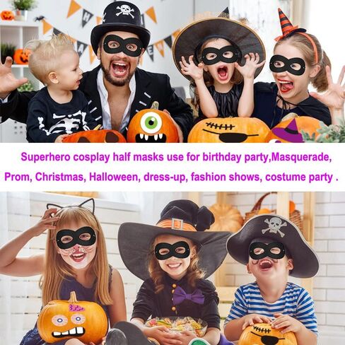 2 Pcs Black Superhero Masks Soft Felt Eye Mask Halloween Costume Half Masks with Adjustable Elastic Ropes in Saudi Arabia