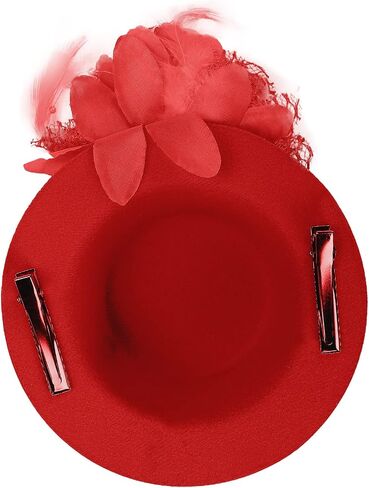 Song Qing Flower Decor Hair Clip Feather Fascinator Burlesque Mini Top Hat for Women Lady (Black) in Saudi Arabia