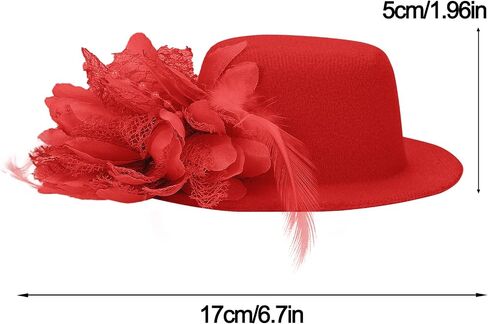 Song Qing Flower Decor Hair Clip Feather Fascinator Burlesque Mini Top Hat for Women Lady (Black) in Saudi Arabia