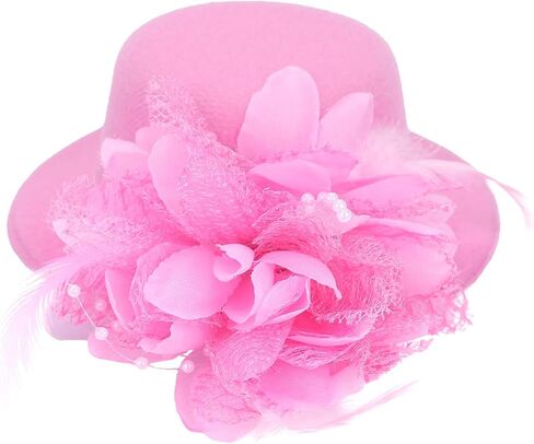 Song Qing Flower Decor Hair Clip Feather Fascinator Burlesque Mini Top Hat for Women Lady (Black) in Kuwait