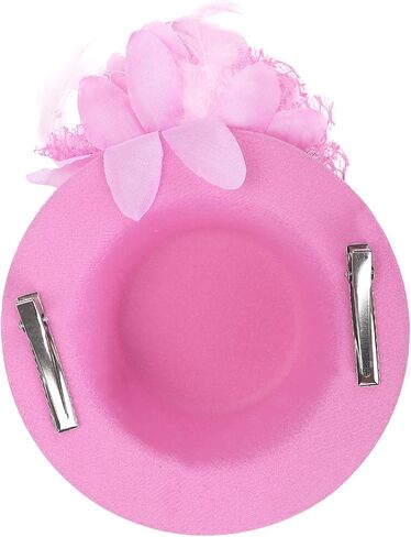 Song Qing Flower Decor Hair Clip Feather Fascinator Burlesque Mini Top Hat for Women Lady (Black) in Kuwait