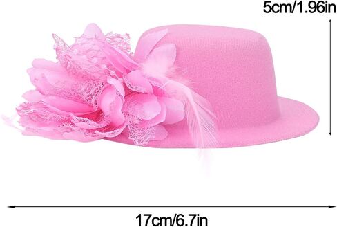 Song Qing Flower Decor Hair Clip Feather Fascinator Burlesque Mini Top Hat for Women Lady (Black) in Kuwait