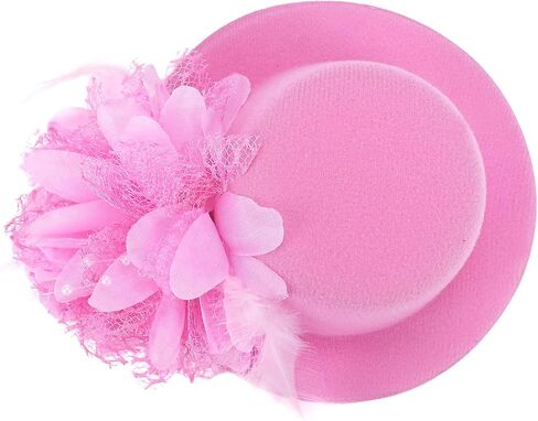 Song Qing Flower Decor Hair Clip Feather Fascinator Burlesque Mini Top Hat for Women Lady (Black) in Kuwait