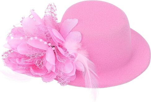 Song Qing Flower Decor Hair Clip Feather Fascinator Burlesque Mini Top Hat for Women Lady (Black) in Kuwait