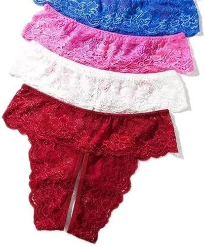 Stretch Crotchless Lace Sexy Coverage Thongs in Saudi Arabia