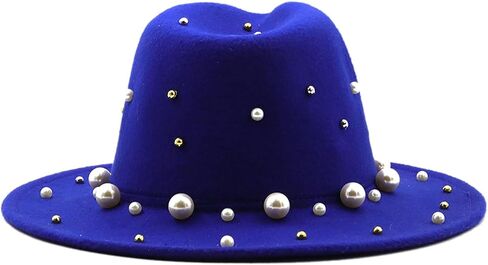 QZUnique Fedora Hat Wide Brim Felt Panama Cap Classic Floppy Wool Warm Top Hat Winter Vintage Jazz Hat for Women & Men in Kuwait