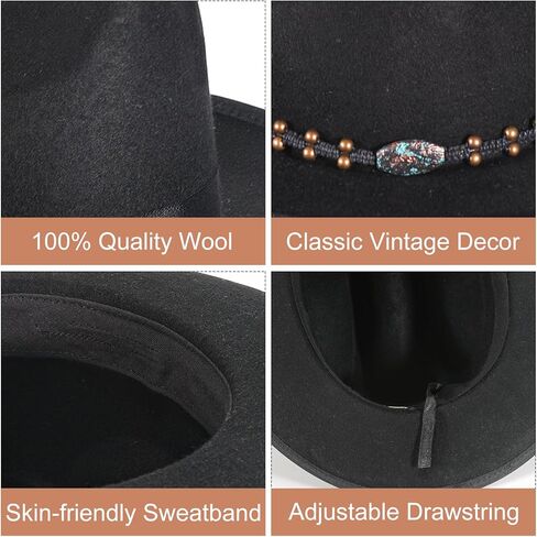 قبعة فيدورا مفتوحة على الطريق، قبعة من الصوف الخالص، قبعة مزرعة عتيقة بفتحات تهوية، قبعات بنما للرجال والنساء in Kuwait