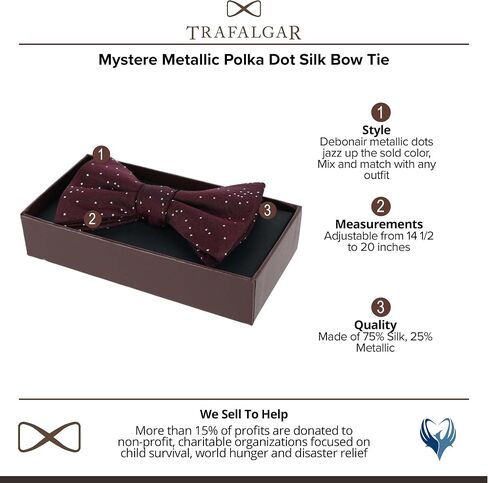 Trafalgar Men's Mystere Metallic Polka Dot Silk Bow Tie in Saudi Arabia