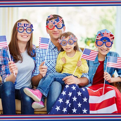 Liliful 24 Pcs 4th of July Paper Glasses Patriotic Party Sunglasses American Flag Sunglasses Red Blue White USA Sunglasses for Kid Adult, 4th of July Accessories Independence Memorial Day Party Prop in Saudi Arabia