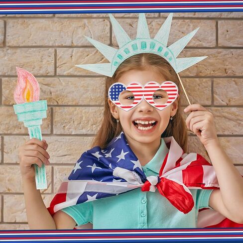 Liliful 24 Pcs 4th of July Paper Glasses Patriotic Party Sunglasses American Flag Sunglasses Red Blue White USA Sunglasses for Kid Adult, 4th of July Accessories Independence Memorial Day Party Prop in Saudi Arabia