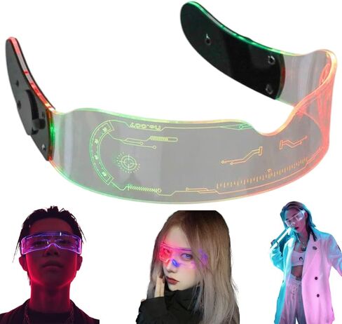 GLDYTIMES LED نظارات مستقبلية تضيء نظارات مضيئة الديكور تضيء النظارات لمالك أربعة أوضاع in Saudi Arabia