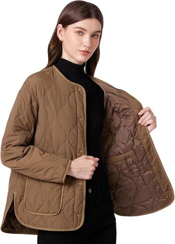 ROYAL MATRIX Women's Quilted Jacket Lightweight and Padded Trendy Coat Button Down Jacket with Pockets in Kuwait