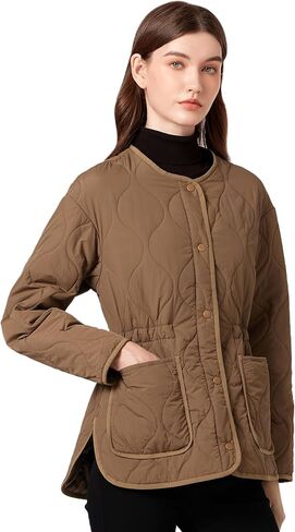 ROYAL MATRIX Women's Quilted Jacket Lightweight and Padded Trendy Coat Button Down Jacket with Pockets in Kuwait