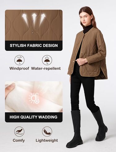 ROYAL MATRIX Women's Quilted Jacket Lightweight and Padded Trendy Coat Button Down Jacket with Pockets in Kuwait