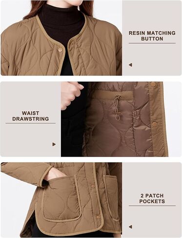 ROYAL MATRIX Women's Quilted Jacket Lightweight and Padded Trendy Coat Button Down Jacket with Pockets in Kuwait