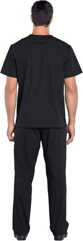Men Scrubs Set Workwear Professionals WW695 V-Neck Top & WW190 Tapered Leg Fly Front Cargo Pant, Black- M Top/M Pant in Saudi Arabia