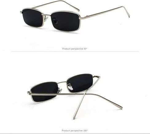 WDZAYXC Classic Rectangular Sunglasses Retro Slim Metal Frame Glasses Vintage Rectangle Candy Color Sunglasses in Saudi Arabia