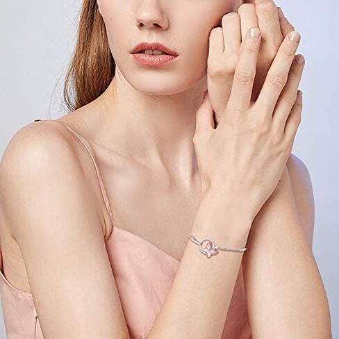 EleQueen 925 Sterling Silver CZ Butterfly Charm Link Bracelet Made with Austrian Crystals Hypoallergenic Jewelry for Women, Valentine's Day/Mother's Day/Christmas Jewelry Gift for Wife/Mom in Saudi Arabia