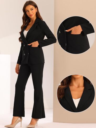 Allegra K Business Work Suit Set for Women's 2 Piece Notched Lapel Blazer and Long Pants in Saudi Arabia
