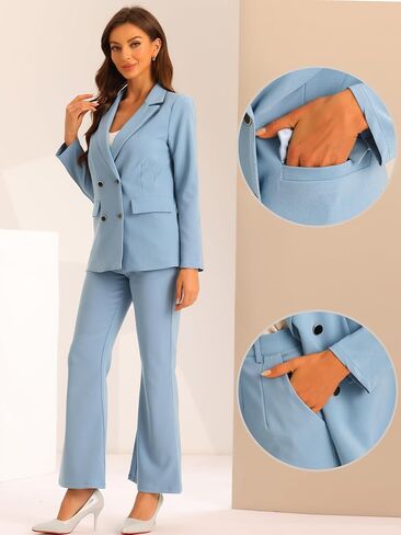 Allegra K Business Work Suit Set for Women's 2 Piece Notched Lapel Blazer and Long Pants in Saudi Arabia