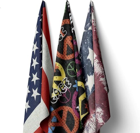 مناديل قطنية من KUTXA American Heritage مطبوعة على الوجهين للرجال والنساء علم الولايات المتحدة الأمريكية (22 بوصة × 22 بوصة)، 4 عبوات in Saudi Arabia