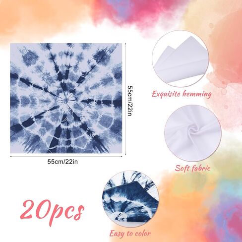 ATROPOS White Bandana Bulk for Tie Dying White Handkerchiefs Cotton Unisex Bandana Multipurpose Head Wrap DIY Tie Dye Favors in Saudi Arabia