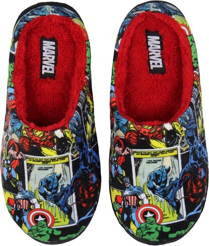 شبشب إسفنجي مبطن بالصوف من Bioworld Marvel Avengers Retro Comic Strip للرجال والنساء، شباشب منزلية للداخل والخارج in Kuwait