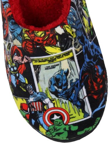 شبشب إسفنجي مبطن بالصوف من Bioworld Marvel Avengers Retro Comic Strip للرجال والنساء، شباشب منزلية للداخل والخارج in Kuwait