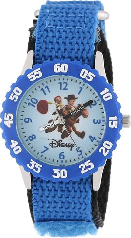 Disney Toy Story Kids' Bezel Stainless Steel Time Teacher Analog Nylon Strap Watch in Saudi Arabia