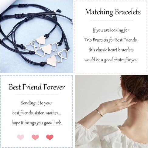 Friendship Bracelets for 3, Trio Bracelets for Best Friends, Sister Matching Distance Bracelet, Adjustable Birthday Friendship Jewelry Gifts for Women Girl Bff in Saudi Arabia